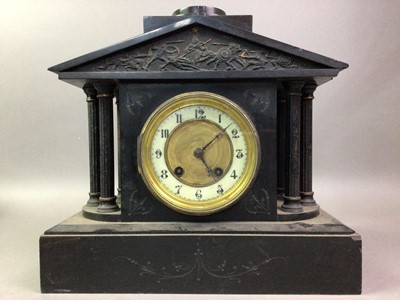 Lot 4 - LATE VICTORIAN SLATE MANTEL CLOCK