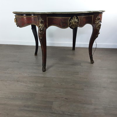 Lot 887 - VICTORIAN EBONISED BOULLE CENTRE TABLE IN THE LOUIS XV TASTE