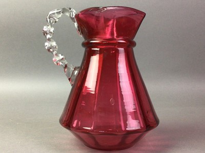 Lot 142 - FIVE PIECES OF CRANBERRY GLASS