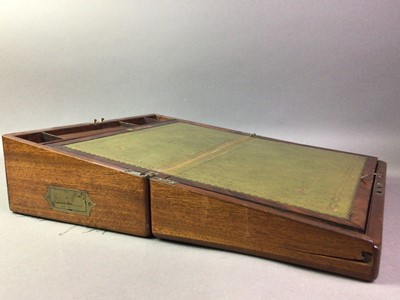 Lot 147 - VICTORIAN MAHOGANY CAMPAIGN-TYPE WRITING SLOPE