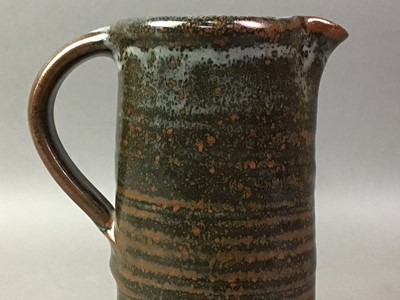 Lot 270 - JOHN LEACH MUCHELNEY, TWO STUDIO POTTERY JUGS AND A VASE