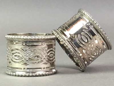 Lot 215 - SIX SILVER PLATED NAPKIN RINGS