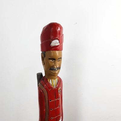 Lot 255 - CARVED PAINTED WOODEN FIGURE