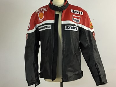 Lot 357 - RED AND BLACK MOTORCYCLE LEATHER JACKET