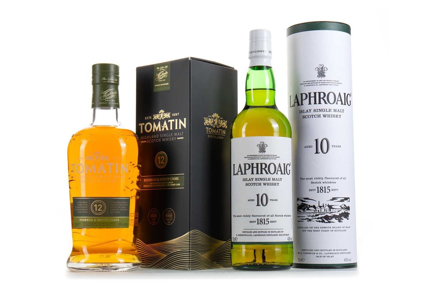 Lot 137 - LAPHROAIG 10 YEAR OLD AND TOMATIN 12 YEAR OLD