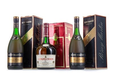 Lot 127 - 2 BOTTLES OF REMY MARTIN VSOP AND 1 BOTTLE OF COURVOISIER THREE STAR 1L