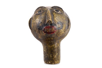 Lot 116 - INDIAN CARVED WOOD AND PLASTER MANNEQUIN/PUPPET HEAD