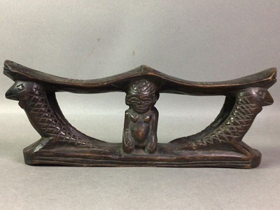 Lot 167 - THREE AFRICAN TRIBAL HEADRESTS