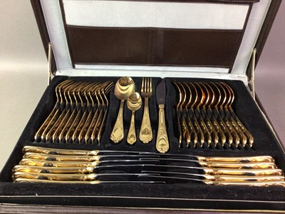Lot 437 - SBS BESTECKE SOLINGEN, TWELVE SETTING SERVICE OF GOLD PLATED CUTLERY