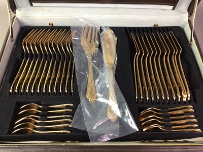 Lot 437 - SBS BESTECKE SOLINGEN, TWELVE SETTING SERVICE OF GOLD PLATED CUTLERY