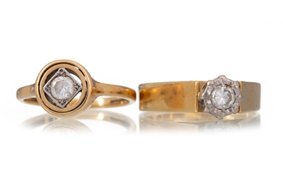 Lot 500 - DIAMOND SOLITAIRE RING ALONG WITH A GEM SET EXAMPLE