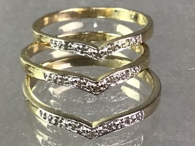 Lot 526 - THREE DIAMOND WISHBONE RINGS