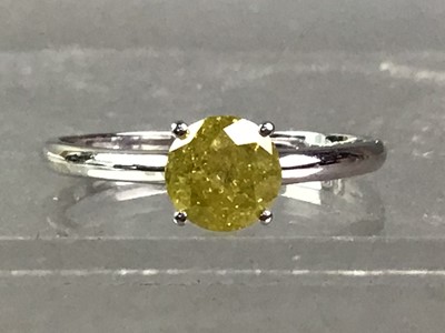 Lot 532 - TREATED YELLOW DIAMOND SOLITAIRE RING