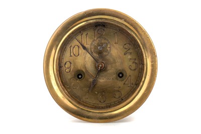 Lot 590 - SETH THOMAS OF THE U.S., BRASS SHIP'S BULKHEAD CLOCK