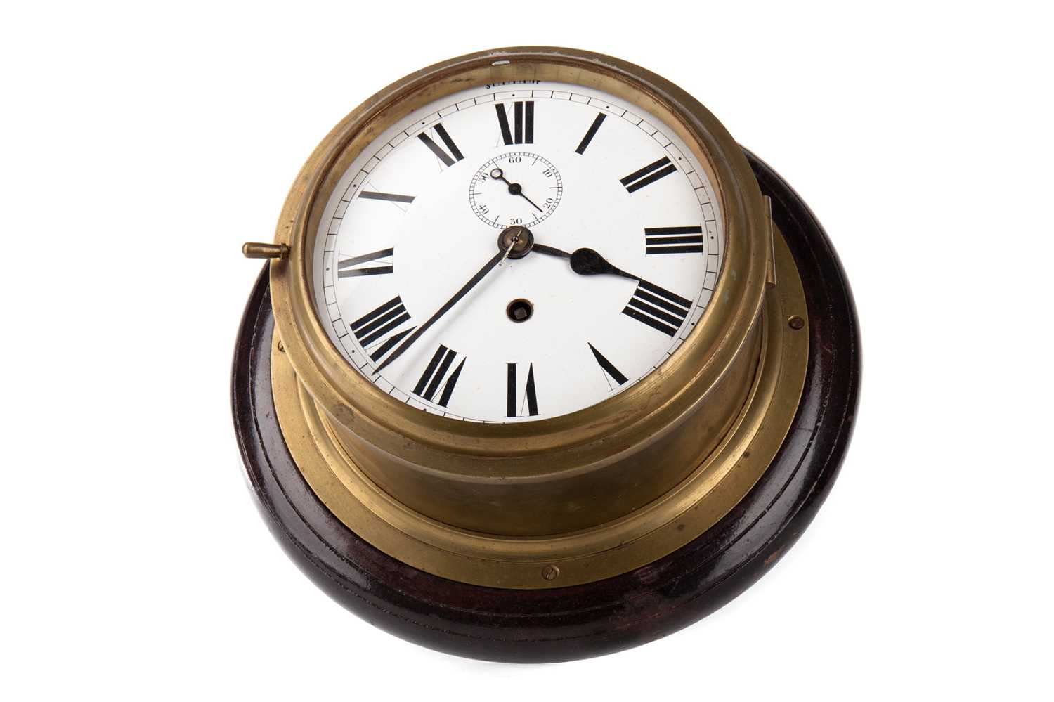 Lot 588 - BRASS SHIP'S BULKHEAD CLOCK