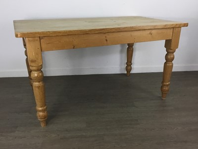 Lot 111 - PINE KITCHEN TABLE AND TWO DINING CHAIRS