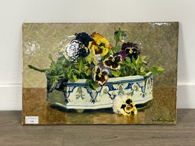 Lot 156 - G. SCHULLER, FLORAL STILL LIFE ON CERAMIC PLAQUE