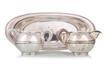 Lot 454 - SILVER SUGAR BOWL AND CREAM JUG