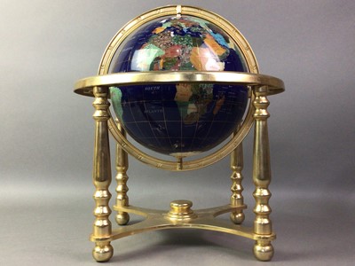 Lot 163 - SIMULATED HARDSTONE TERRESTRIAL GLOBE