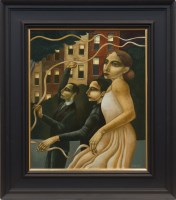 Lot 245 - * IAN MCWHINNIE, STREET PARADE oil on board,...