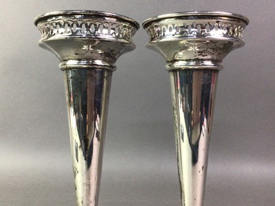 Lot 216 - PAIR OF SILVER PLATED CANDLESTICKS