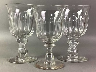 Lot 171 - HARLEQUIN SET OF SIX LARGE VICTORIAN RUMMER GLASSES