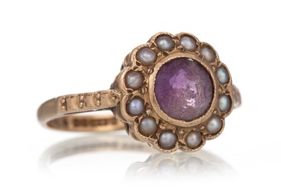 Lot 598 - AMETHYST AND PEARL RING