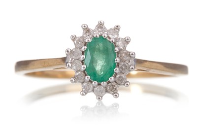 Lot 603 - EMERALD AND DIAMOND CLUSTER RING