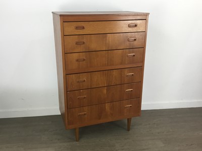 Lot 393 - TEAK CHEST OF SIX DRAWERS