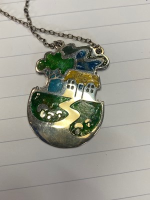 Lot 654 - NORMAN GRANT SILVER AND ENAMEL PENDANT