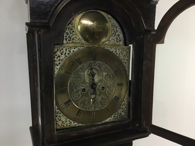 Lot 423 - GEORGE III MAHOGANY GRANDFATHER CLOCK