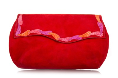 Lot 730 - POLLINI, RED SUEDE CLUTCH BAG