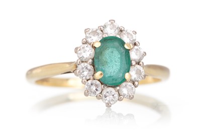 Lot 759 - EMERALD AND DIAMOND CLUSTER RING