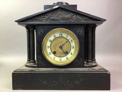 Lot 635 - LATE VICTORIAN SLATE MANTEL CLOCK