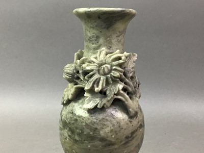Lot 676 - PAIR OF CHINESE SOAPSTONE VASES