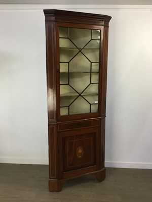 Lot 728 - GEORGE III MAHOGANY CORNER CABINET