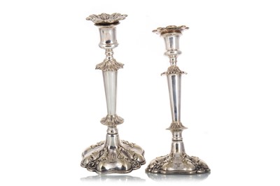 Lot 187 - PAIR OF SILVER PLATED CANDLESTICKS