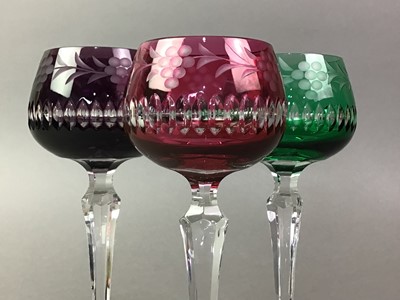 Lot 702 - SET OF SIX CUT GLASS HOCK GLASSES