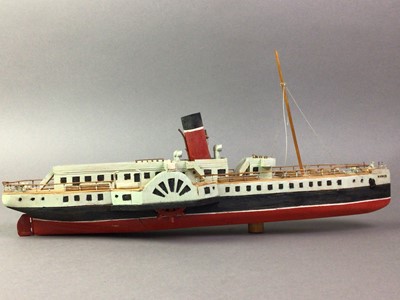 Lot 709 - CLYDE PADDLE STEAMER 'MARMION' WOODEN MODEL BOAT