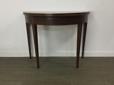 Lot 716 - GEORGE III MAHOGANY DEMI LUNE CARD TABLE