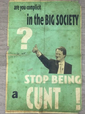 Lot 339 - * BILLY CHILDISH (BRITISH, BORN 1969), TWO 'BIG SOCIETY' DISTRESSED FIELD POSTERS