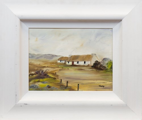 Lot 333 - T KELLY, RURAL COTTAGES oil on canvas, signed...