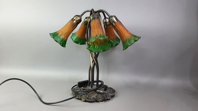 Lot 56 - TIFFANY STYLE FIVE BRANCH TABLE LAMP