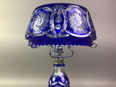 Lot 90 - BOHEMIAN BLUE FLASHED GLASS TABLE LAMP