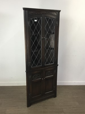 Lot 98 - OAK CORNER DISPLAY CABINET