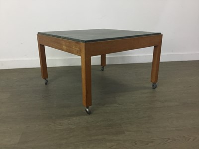 Lot 101 - TEAK AND GREEN SLATE COFFEE TABLE