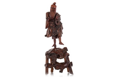 Lot 1113 - CHINESE ROOTWOOD CARVING OF SHOU LAO