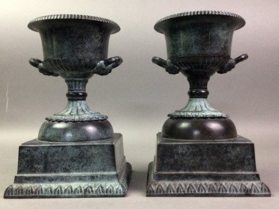 Lot 158 - PAIR OF BRONZED CAMPANA URNS