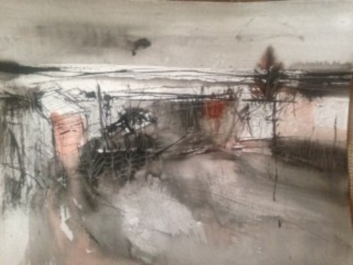 Lot 354 - MAY BYRNE, MID WINTER mixed media on paper,...