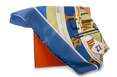 Lot 211 - HERMES, 'MECANIQUE DU TEMPS' SILK SCARF